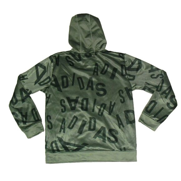 Adidas Boys Kids Youth Army Green Black Hoodie Sweatshirt sz. XL 18-20 - Picture 2 of 3